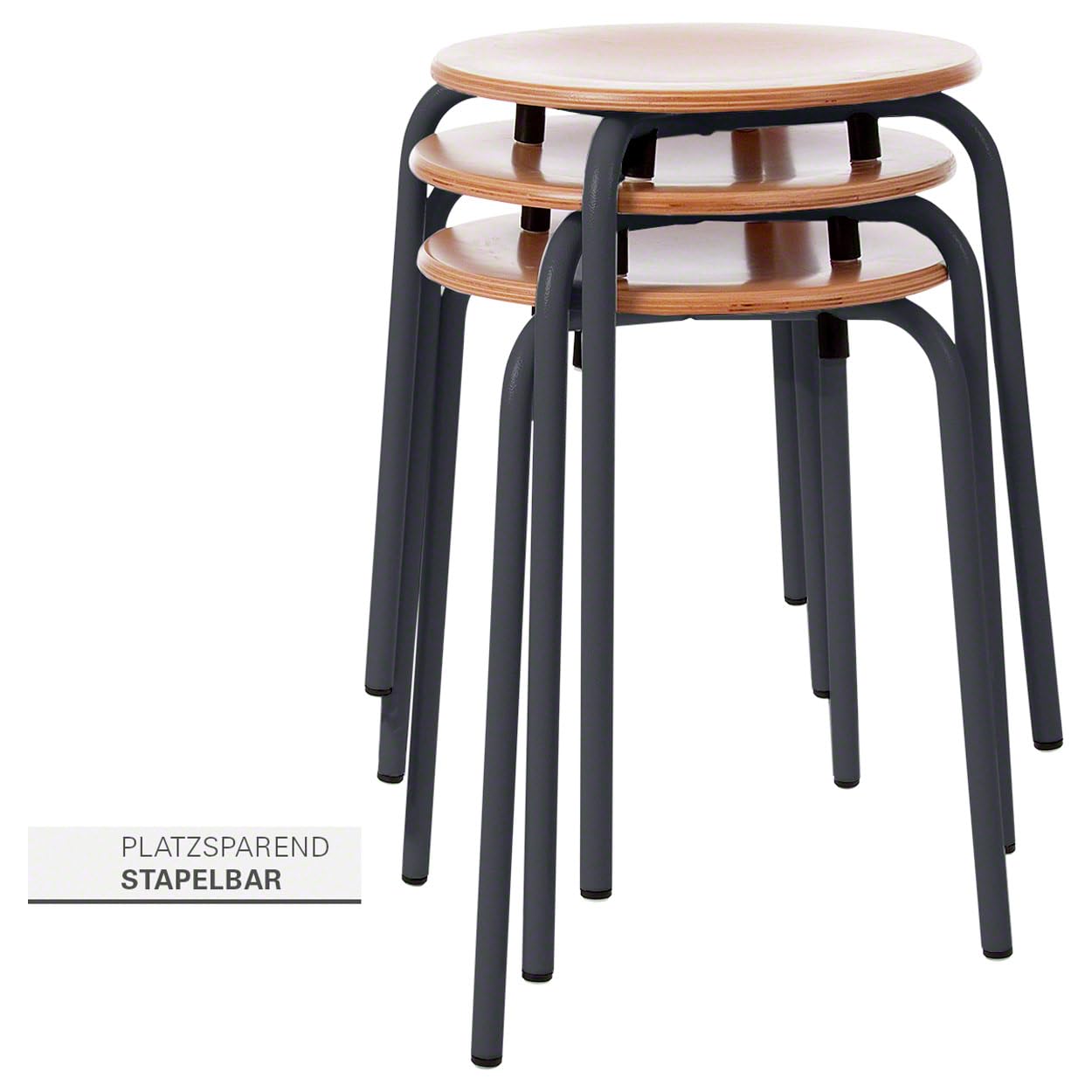 Sport-Tec Gymnastikhocker Standard mit Holzsitzfläche, ø 35 cm, Sitzhöhe 45 cm, Gest. anthrazit