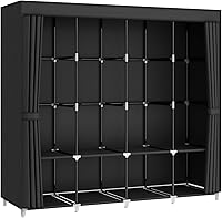 Vista 2 de Portable Closet Wardrobe, 67-Inch Clothes Organizer with 4 Hanging Rods and 8 Shelves, Non-Woven Fabric Cover, Large Capacity Storage for Bedroom