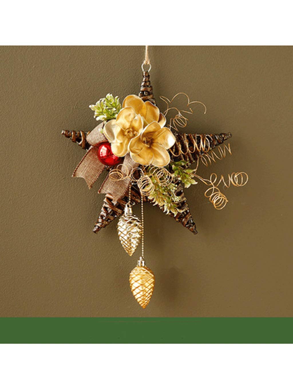 Décoration de Noël en rotin à 5 branches de style artisanal