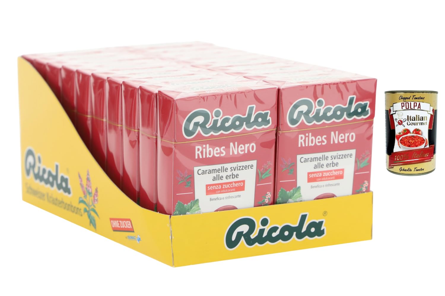 Italian Gourmet Schweizer Kräuterbonbons Schwarze Johannisbeere – ohne Zucker – 20x50g Vorratspack – Kräuterbonbons mit intensivem Fruchtgeschmack