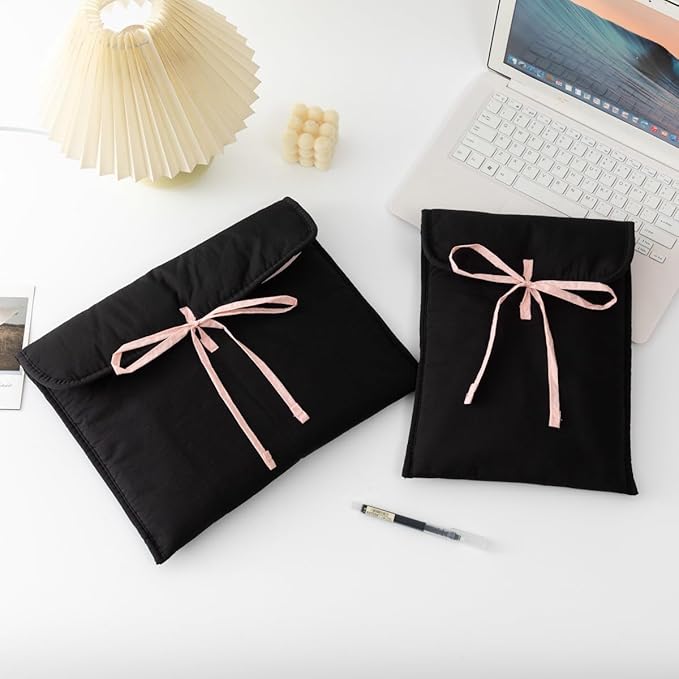 Funda acolchada para laptop con moño 11-14 pulgadas - Negro miniatura 6