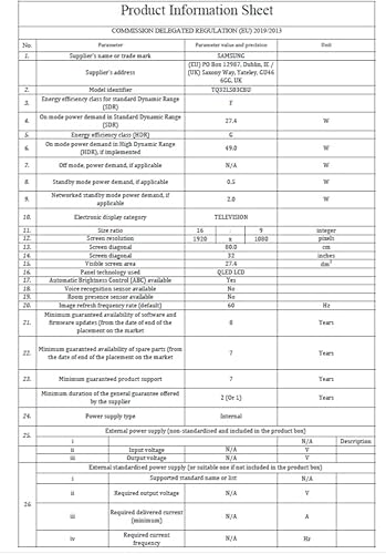Samsung Téléviseur The Frame TQ32LS03C 32" (32 Pouces) QLED 4K Smart TV 2023