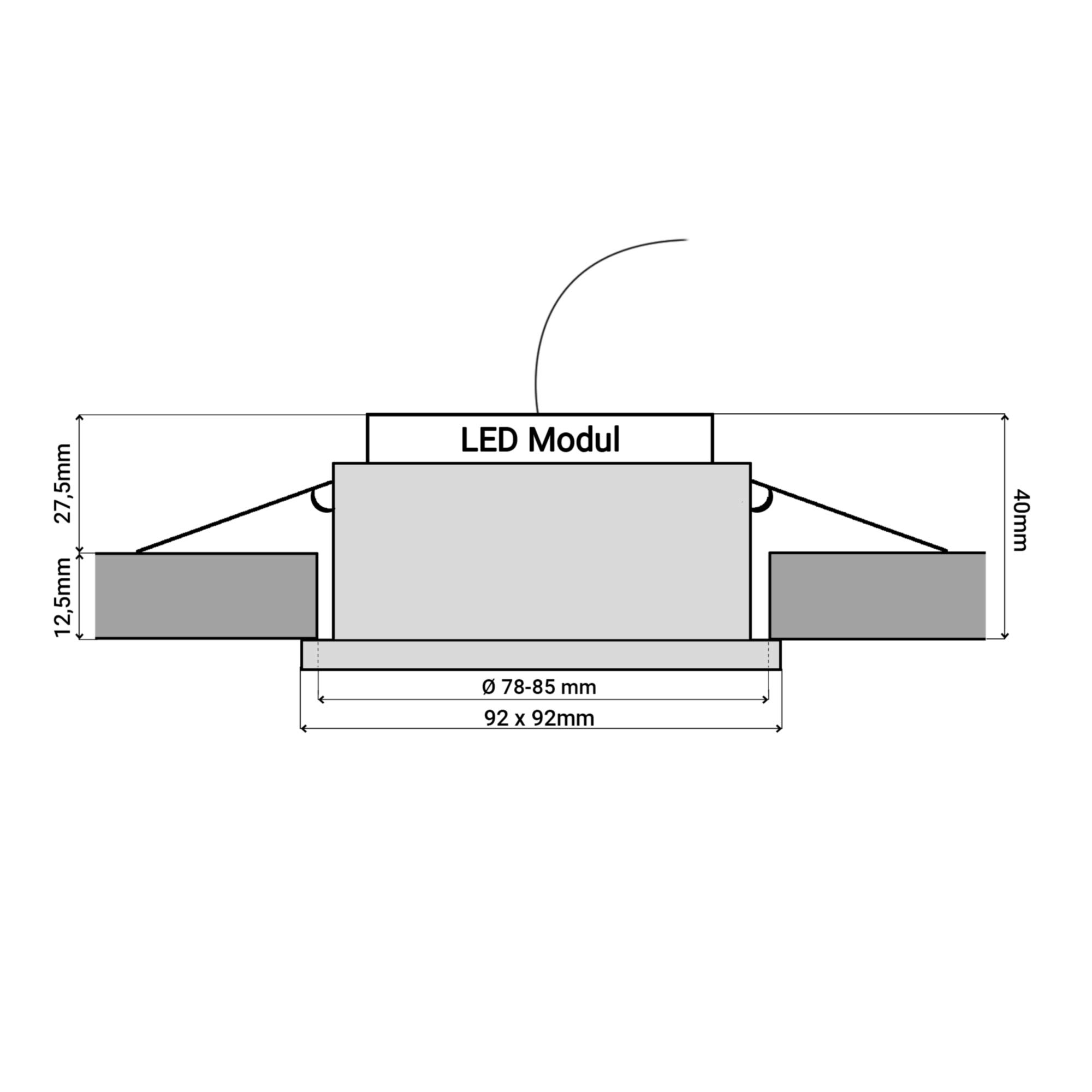SSC-LUXon QF-2 Einbaustrahler schwenkbar mit LED Modul dimmbar mit 90 Ra - 6W warmweiß 230V - Decken Einbauspot weiß eckig