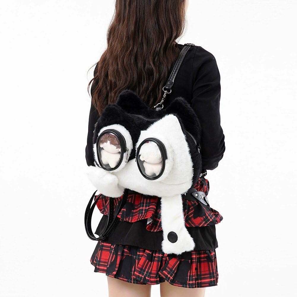 Panda Ita torba, mini pluszowy plecak z okienkiem ekspozycyjnym, puszysta torba na ramię kawaii, kreskówkowa torba szkolna, crossbody