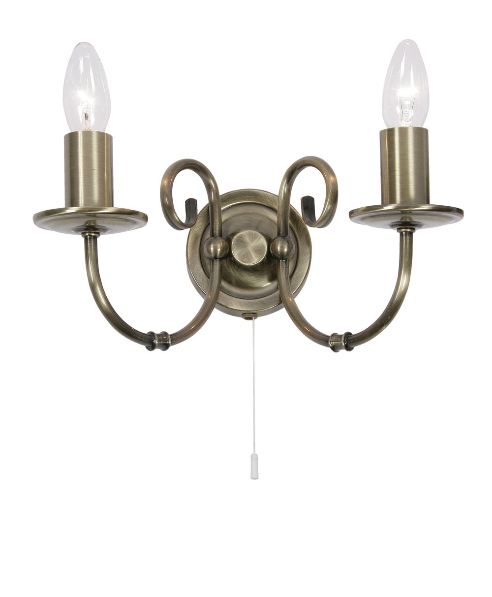 Oaks Lighting 2 Light Tuscany Wall Light, Antique Brass