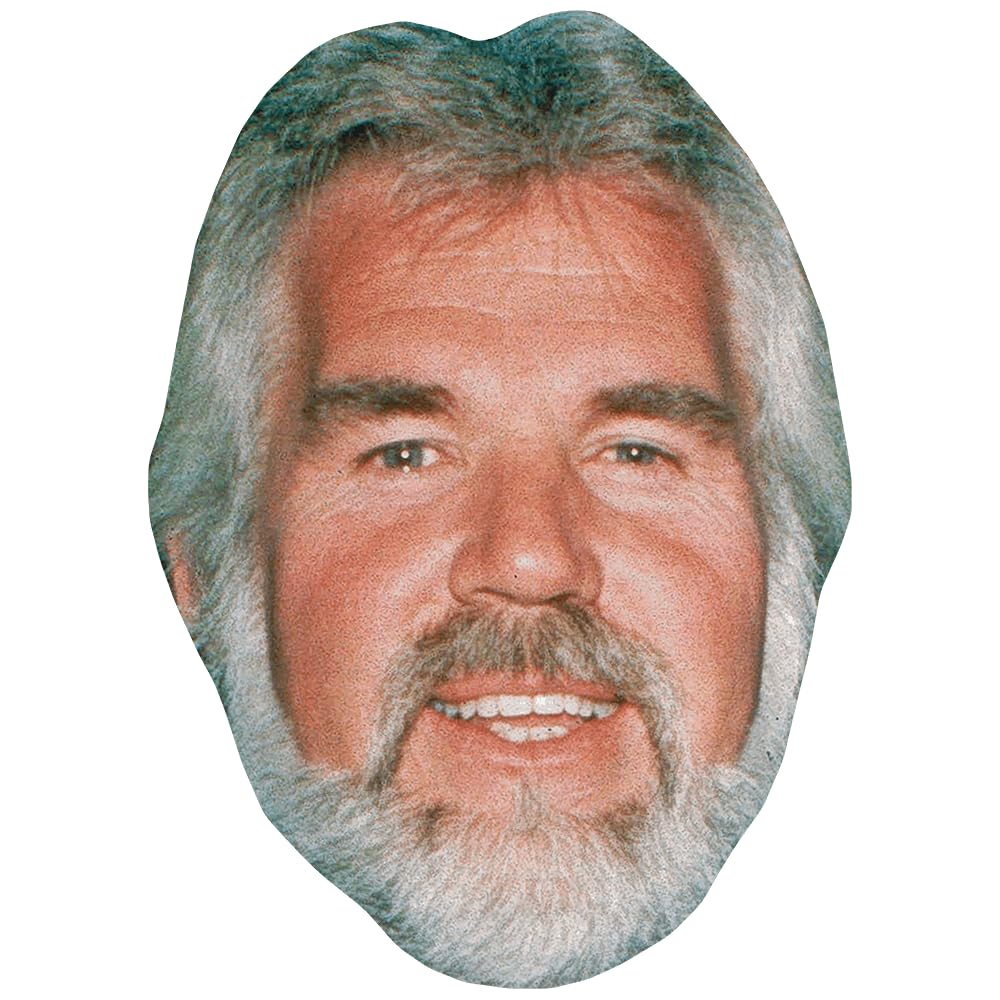 Kenneth Rogers (1980s) Celebrity Mask, Flat Card Face, Fancy Dress Mask