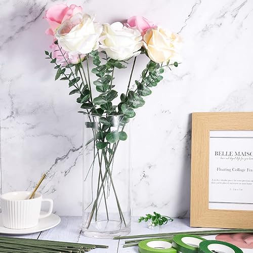 Miniatura 6 de Paquete de 60 tallos florales de alambre para flores de papel calibre 2 tallos de flores para proyectos de ganchillo de 16 pulgadas, manualidades