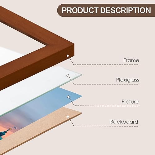 Vista 88 de Marco de 20 x 24 pulgadas, marco de fotos de 20 x 24 pulgadas, con paspartú a 16 x 20 pulgadas, marco de madera maciza, para colgar en la pared