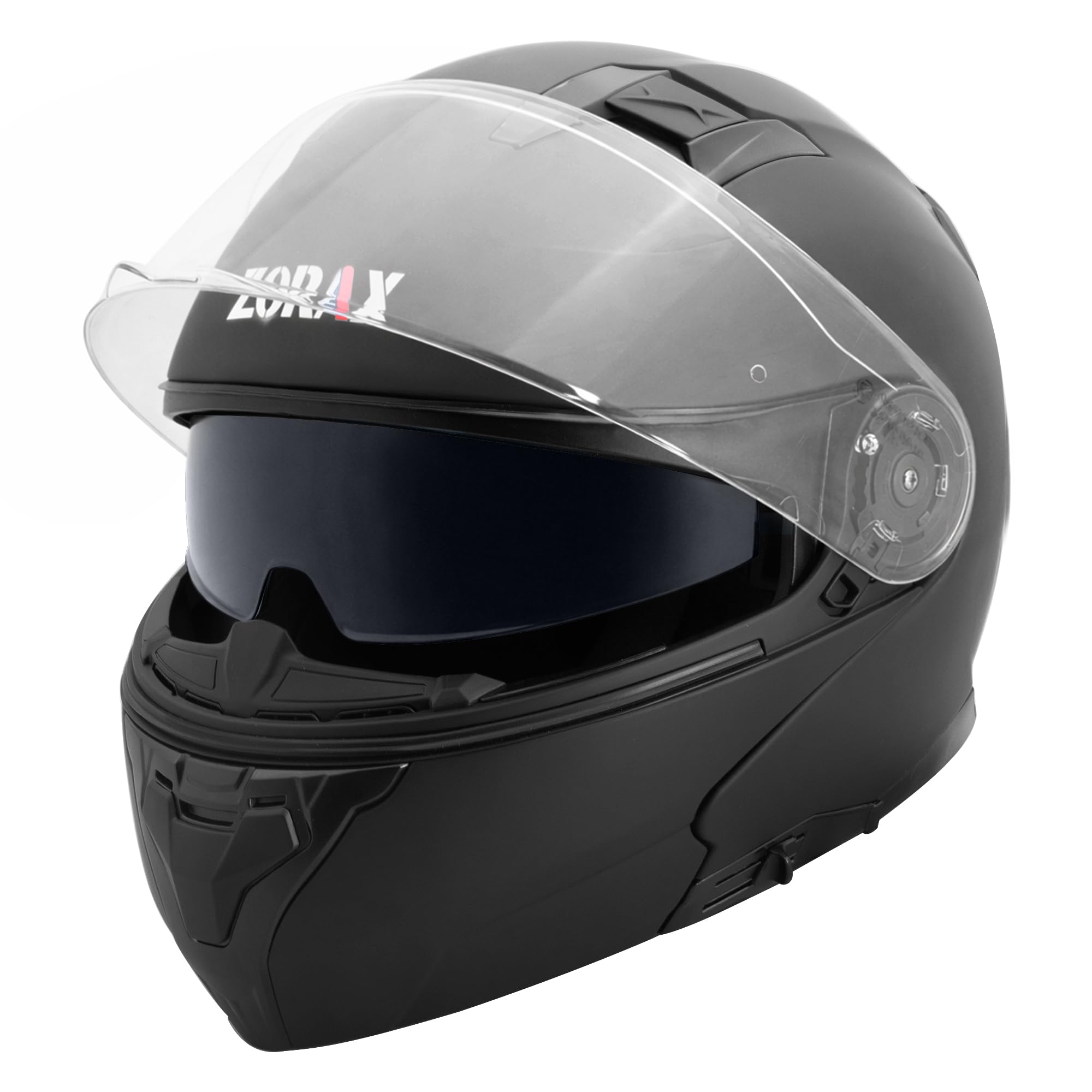Zorax ZOR-729 Flip Up Helmet With Double Visor Motorbike Ece 2206 Approved - Matt Black M(57-58cm) — view 6