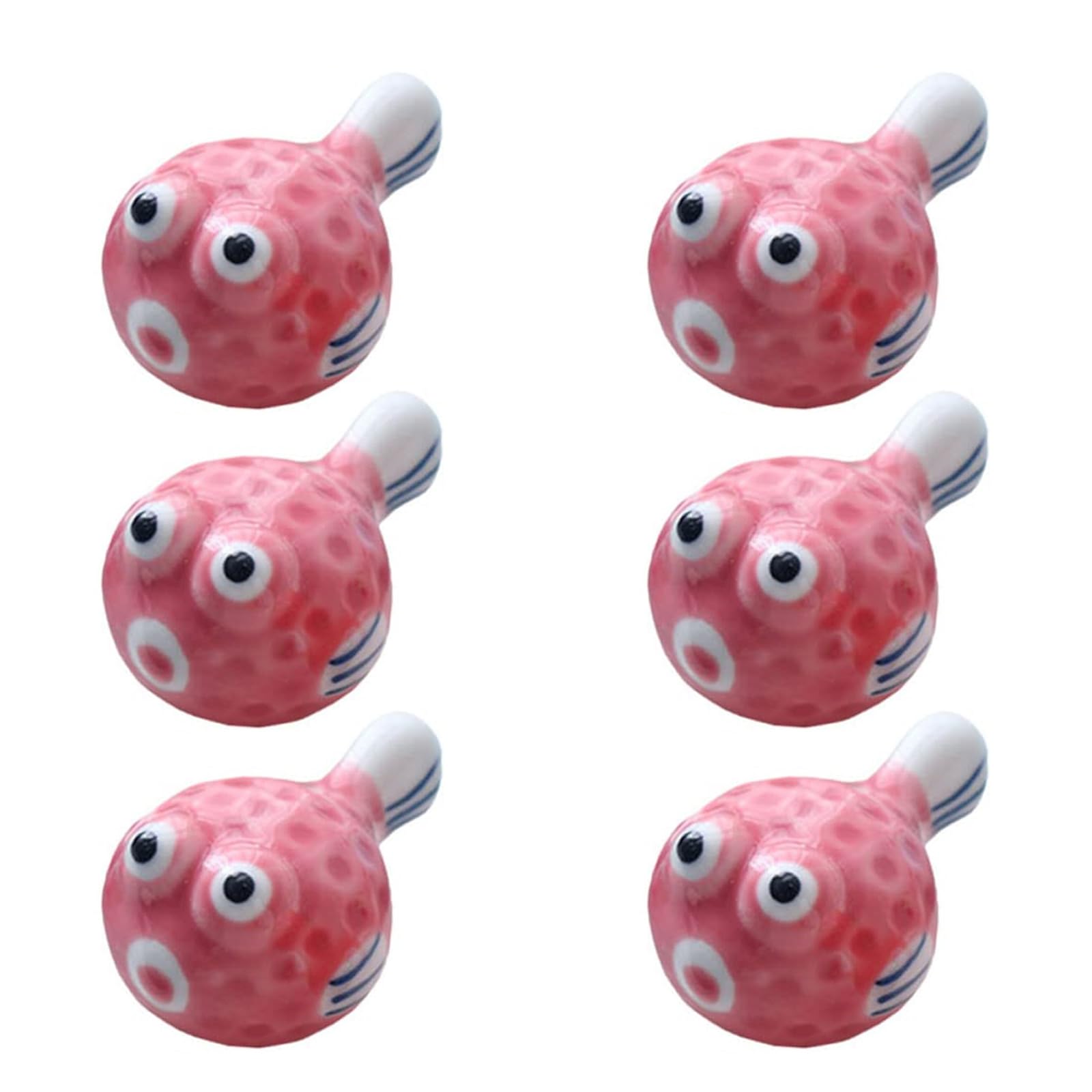 Mekalero 6 Pack Chopstick Rests Cute Pufferfish Shaped Holders Ceramic Ceramic for Fork Spoon Pufferfish