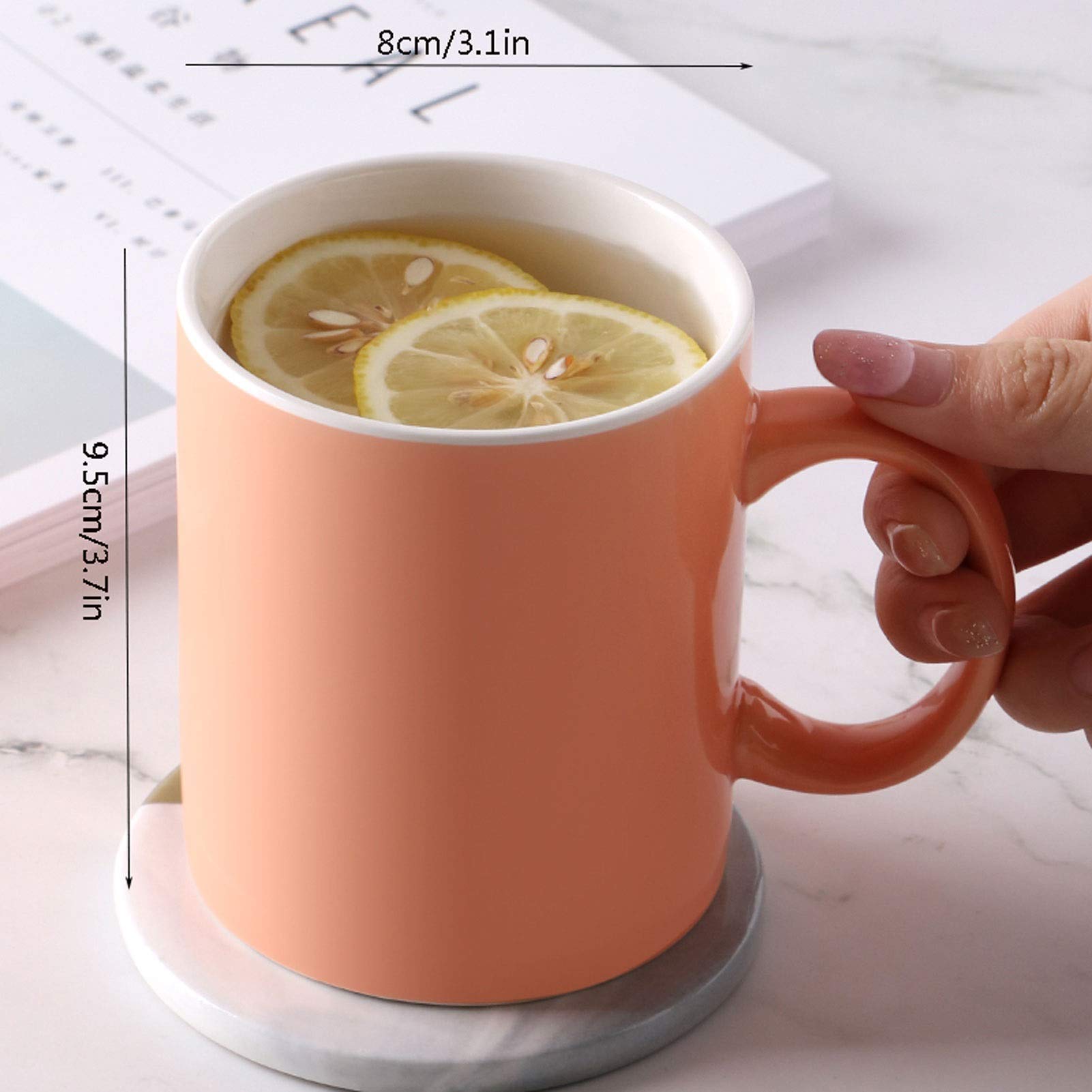 Generic Tazas de Café de Cerámica Tazas de Café de Cerámica de Color Juego de Tazas de Café de Ocio Familiar en la Sala de Estar (6)/Naranja/330 Ml