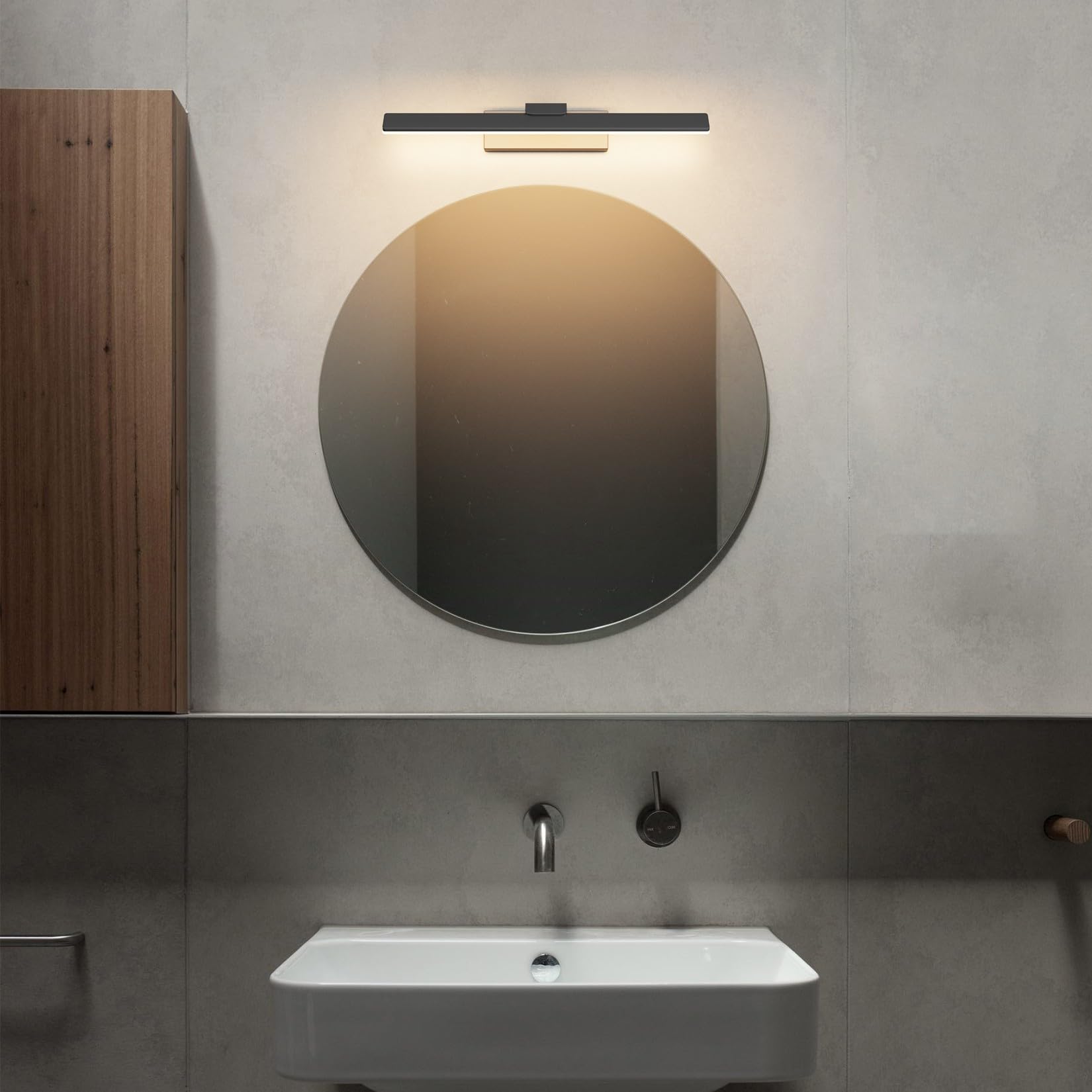 Klighten Spiegelleuchte Bad LED 40cm 12W, Spiegellampe Bad IP44, Badezimmer Lampe Wand Aluminium Badleuchte Badlampe Wand, 60 LEDs, 1100 Lumen, Warmweiß 3000K, Schwarz