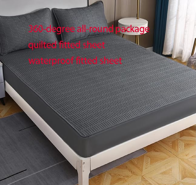 Drap Housse Bonnet,Draps-Housses à Ressort imprimés de Dessin animé pour Chambre d'enfant, épais, matelassés, imperméables, Gris foncé, 100x200cm + 25cm (2 pièces)