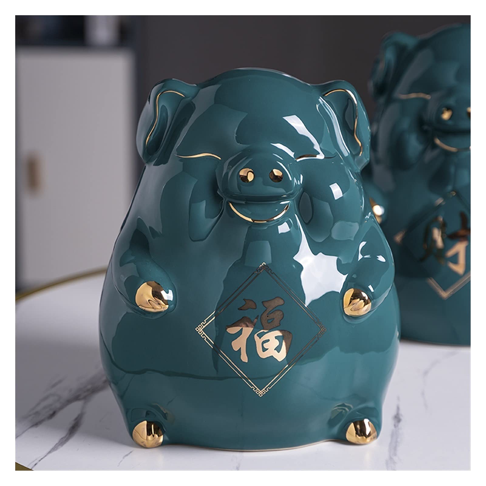 RAN Keramische Piggy Bank skulptur, großkapazität münze Bank, Baby Girl Boy Geschenke, Geburtstagsgeschenk, Kindergarten dekor weihnachtsdekoration (Color : Blue, Size : Large)