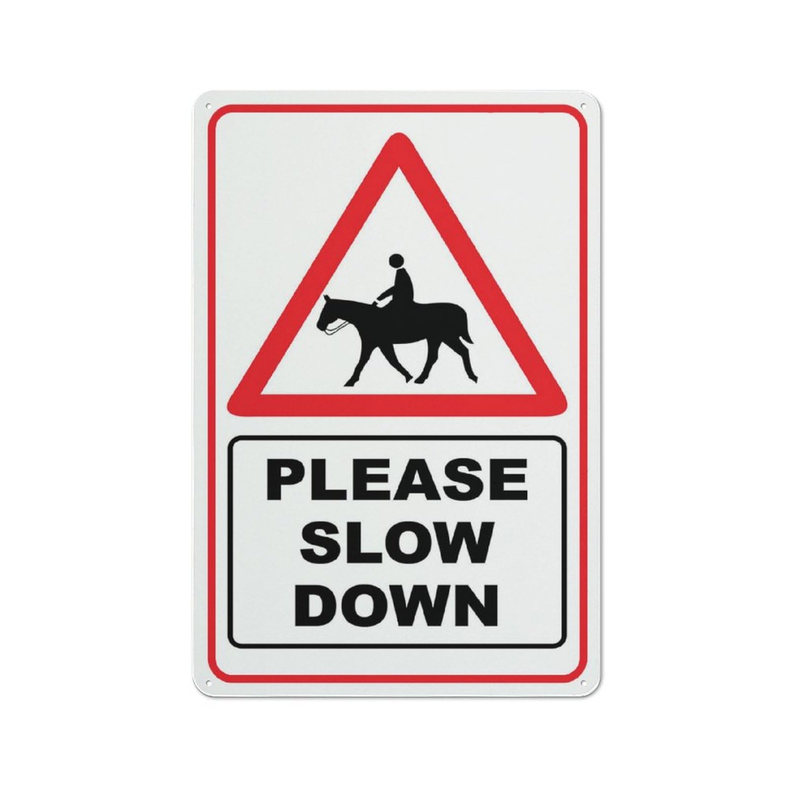 Horse Please Slow Down Sign 8X12 Inch Rust Free Aluminum Easy To Read & Sturdy Keep Out Outdoor Metal Signs For Home Farm Yard