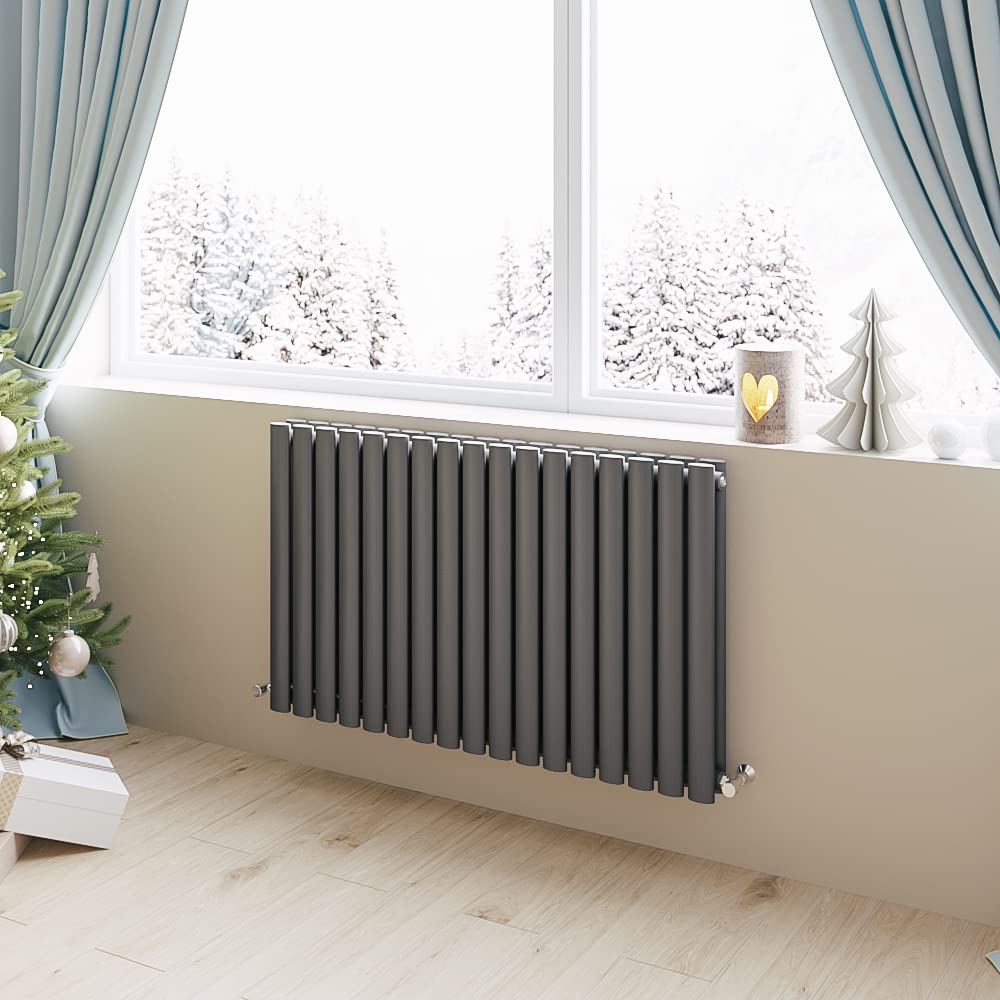 Huiyang Anthracite Horizontal Radiator Oval Column Designer Central Heating Rad 600X1003mm Double