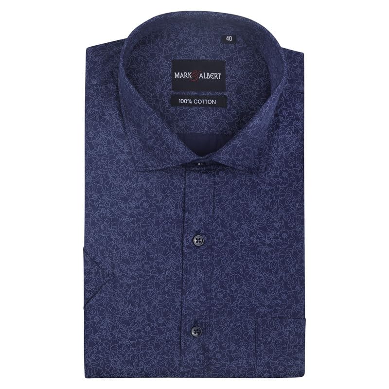 Image of MARK & ALBERT Men's 100% Cotton Printed Half Sleeves Regular Fit Shirt for Men