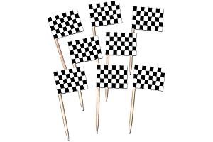 Beistle Checkered Flag Party Picks | Perfect for Race Car Cake Decorations