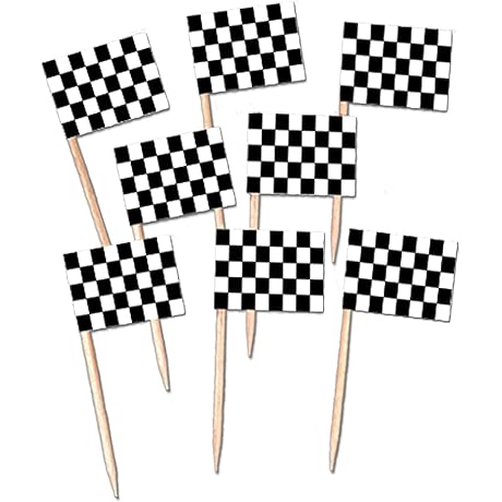 Beistle Checkered Flag Party Picks | Perfect for Race Car Cake Decorations