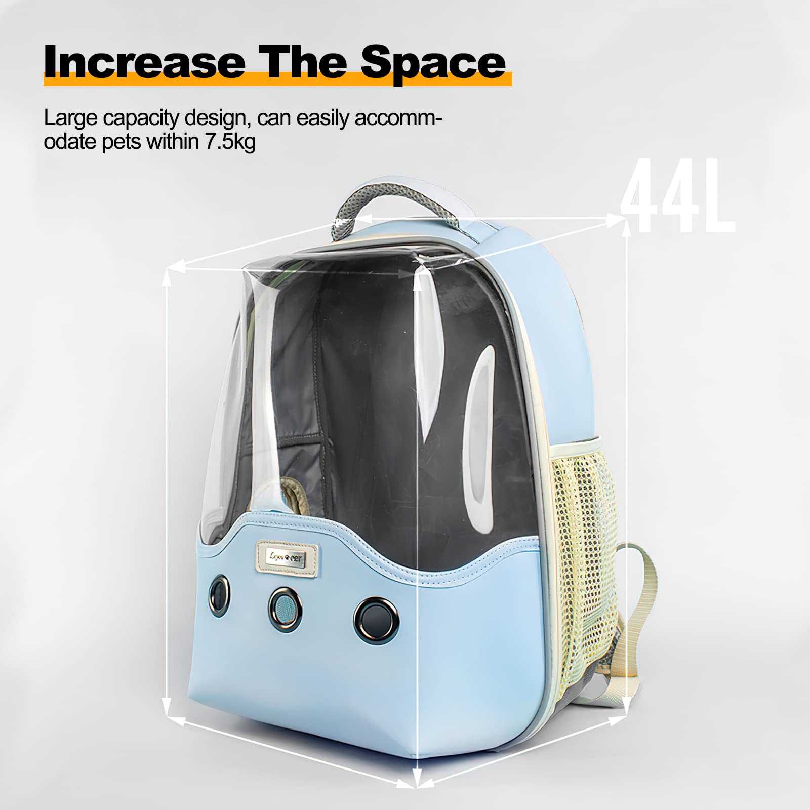 Galatée Katzenrucksack, Tragbarer Atmungsaktiver Haustiertragerucksack, Haustierrucksack Mit Transparentem Fensterdesign, Hundetragerucksack Mit Innerem Sicherheitsgurt(Hellgelb)
