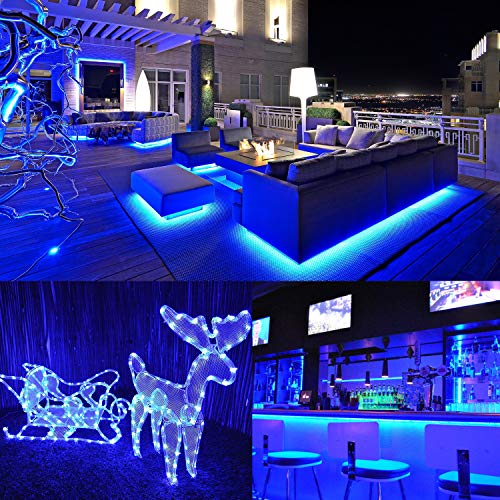 JUNWEN 40ft Blue Led Rope Lights, Waterproof, 432LEDs, Outdoor, Indoor, Connectable, Flexible Blue Led Strip Lights for Garden, Camping, Stairs, Balcony, Party, Christmas