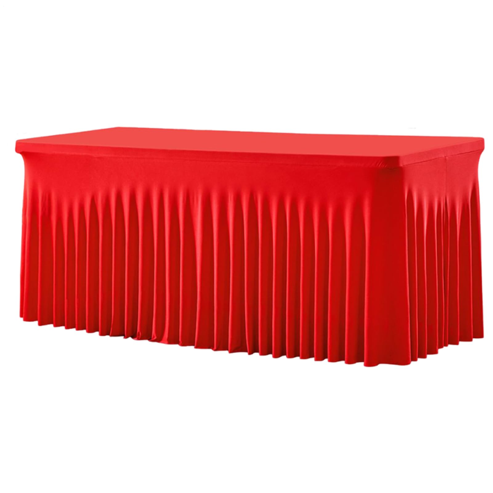 Jupe de table rectangulaire rouge 1,83m lavable pour banquet
