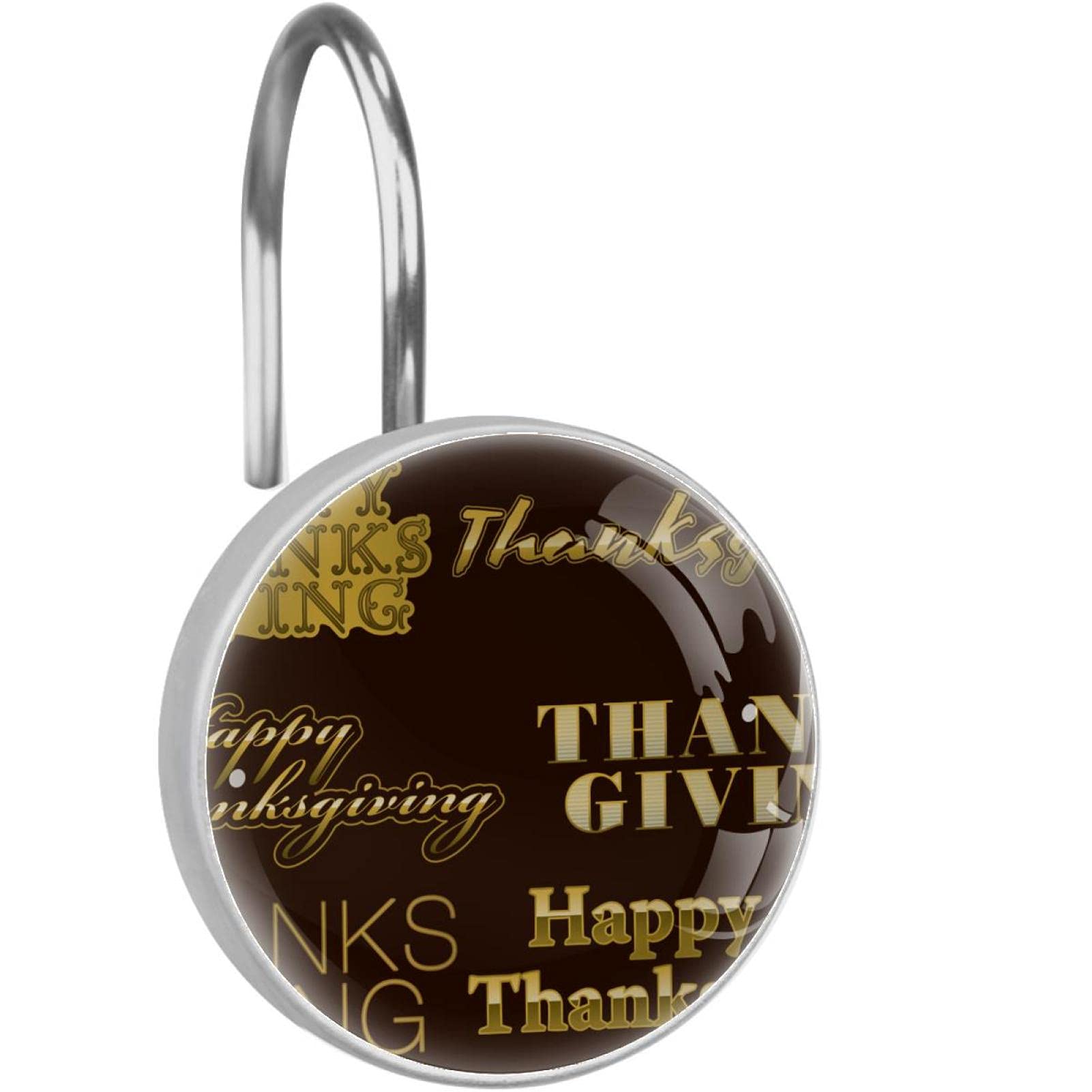 Anneaux pour rideau de douche célébration de l automne et Thanksgiving en acier inoxydable lot 12