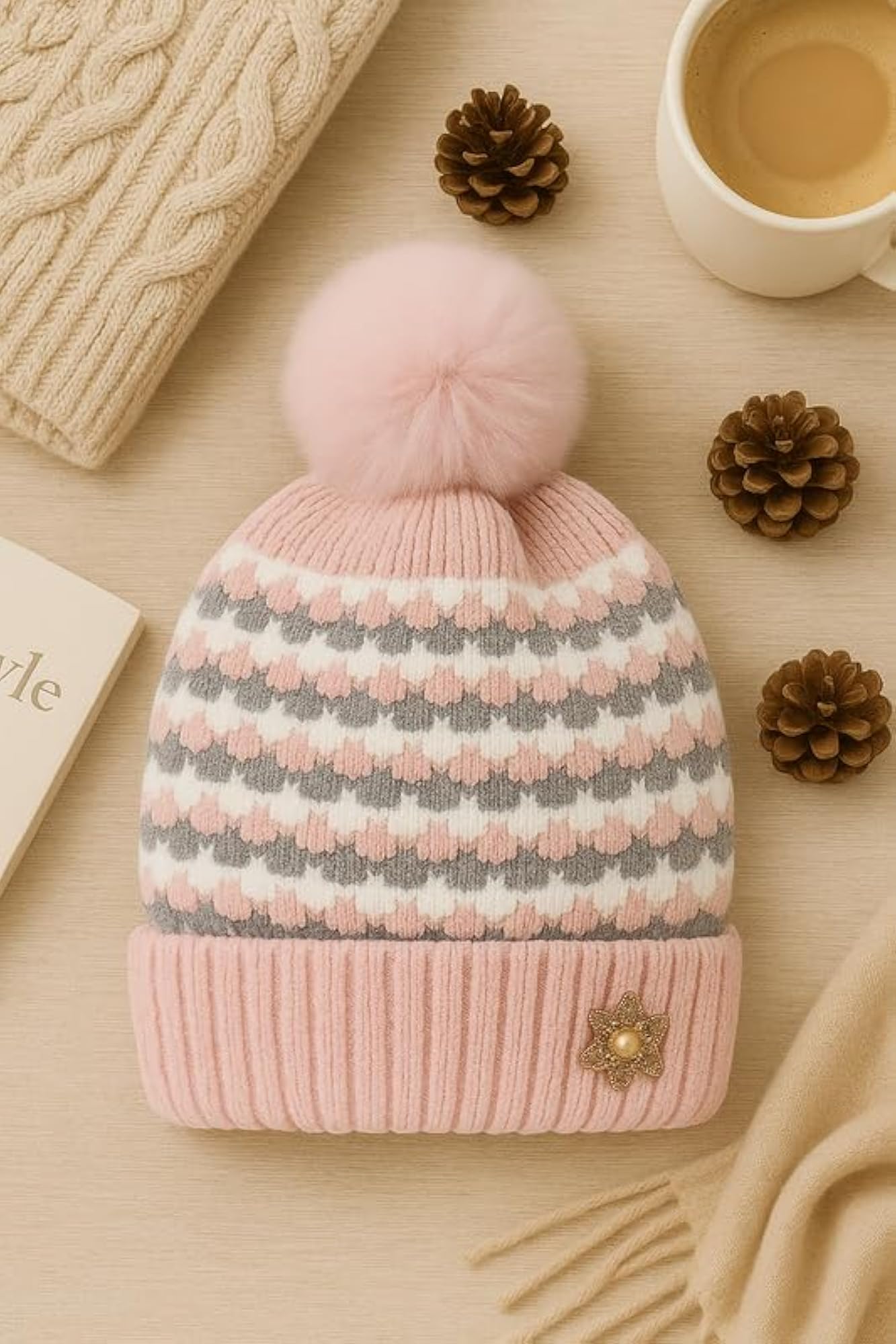 Luxe Woolen Beanie for Women, Cozy Winter Cap