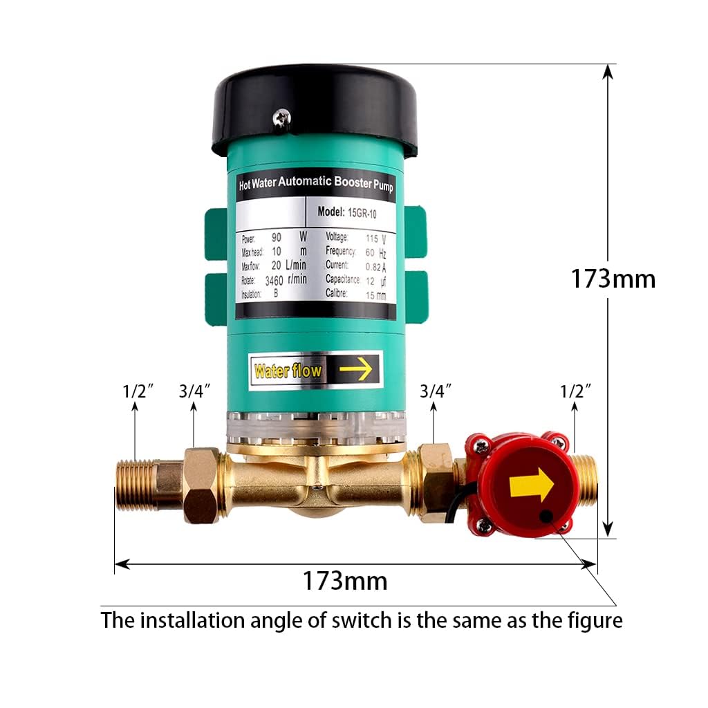 90 W/120 W Pompe automatique d'eau de chauffage : pompe à pression haute performance avec sortie 25 l/min, pour la maison, la douche, le jardin et les systèmes d'irrigation (15GR-15 (120 W)