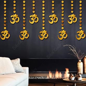 Bikri Kendra - Om 10 Dot 100 Golden (Pack of 110) Decorative Mirror Stickers for Wall, Wall Mirror Stickers, 3D Acrylic s for Hall Room, Bed Room, Kitchen Living Room Kids Room