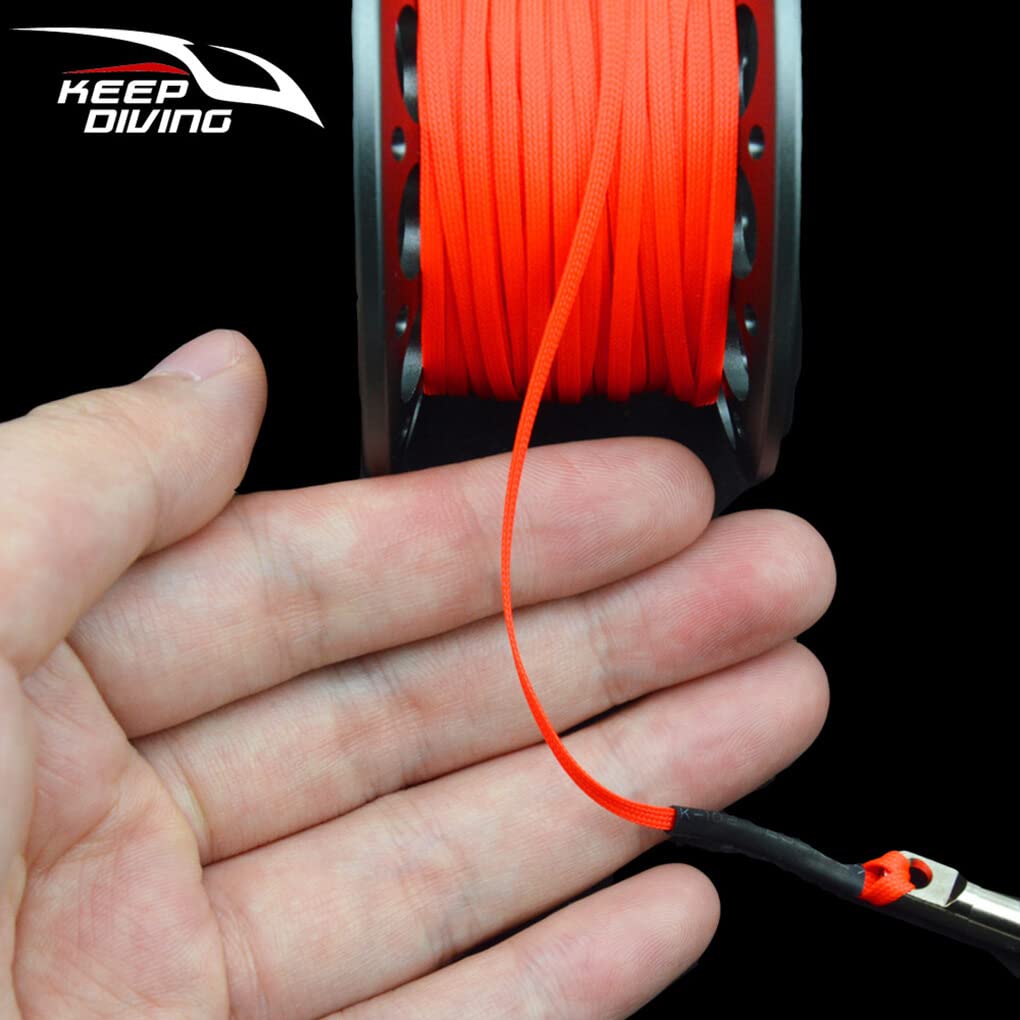 Tauchen FXL-952 Spool Rolle Tragbare Massivfarbe Polyester Seilrollen Outdoor Sports Accessoires mit doppeltem Endhaken, Rose rot, 15m