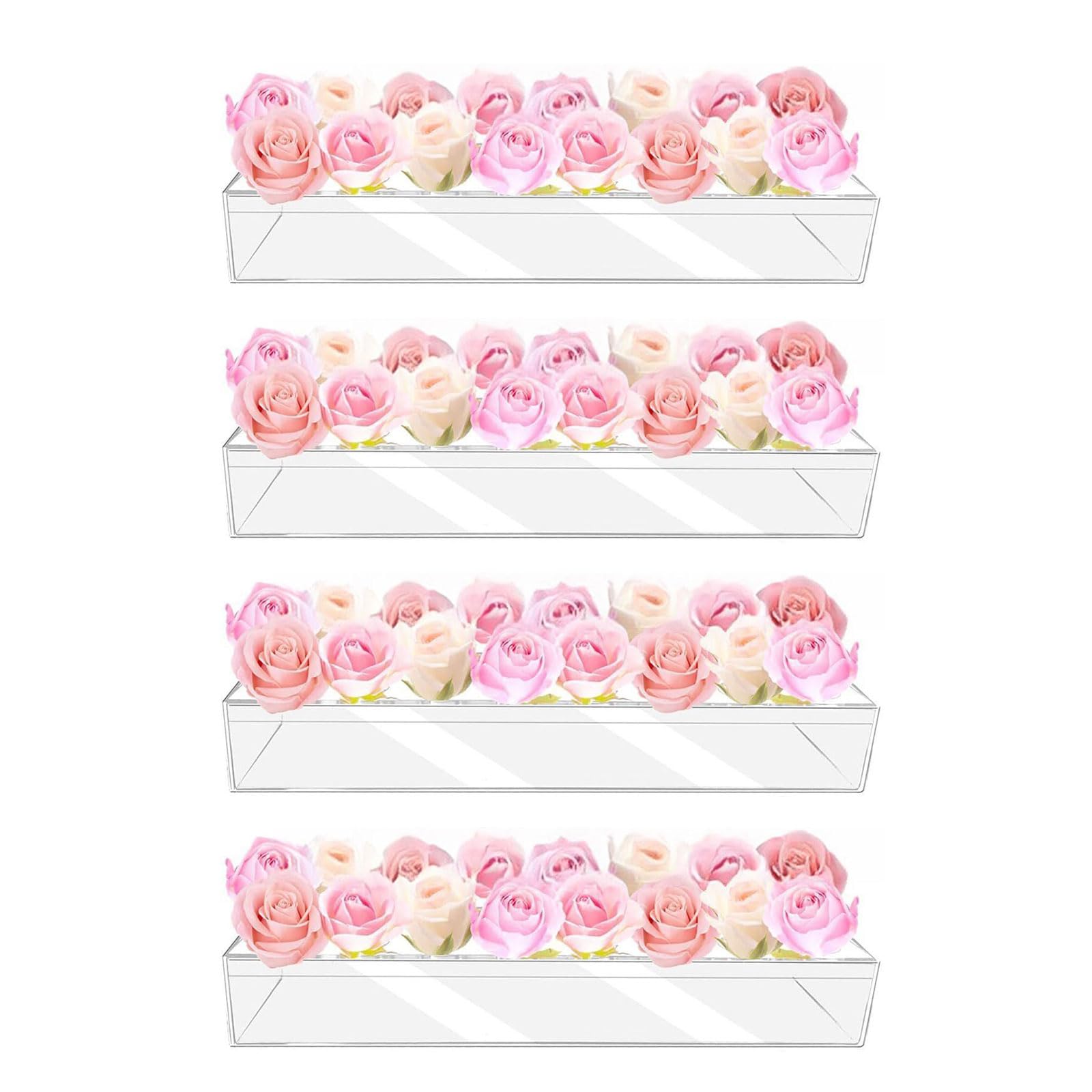 Uqezagpa Clear Acrylic Vase for Wedding Centerpieces Decor Flower Holder Rack 16 Holes Wedding Dining Table Vase Tabletop Decor
