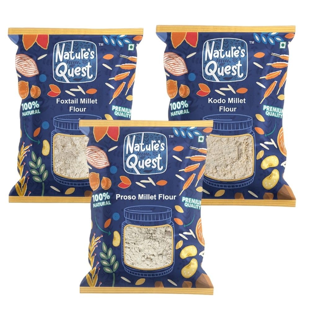 Nature's Quest 3-Flour Combo: Foxtail, Kodo & Proso Millet - 900g Each, Total 2.7kg