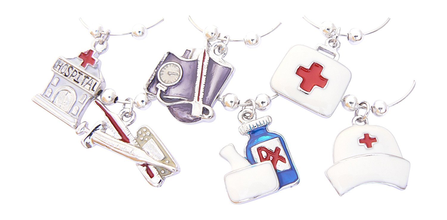 Medical Themed Enamel Wine Glass Charms