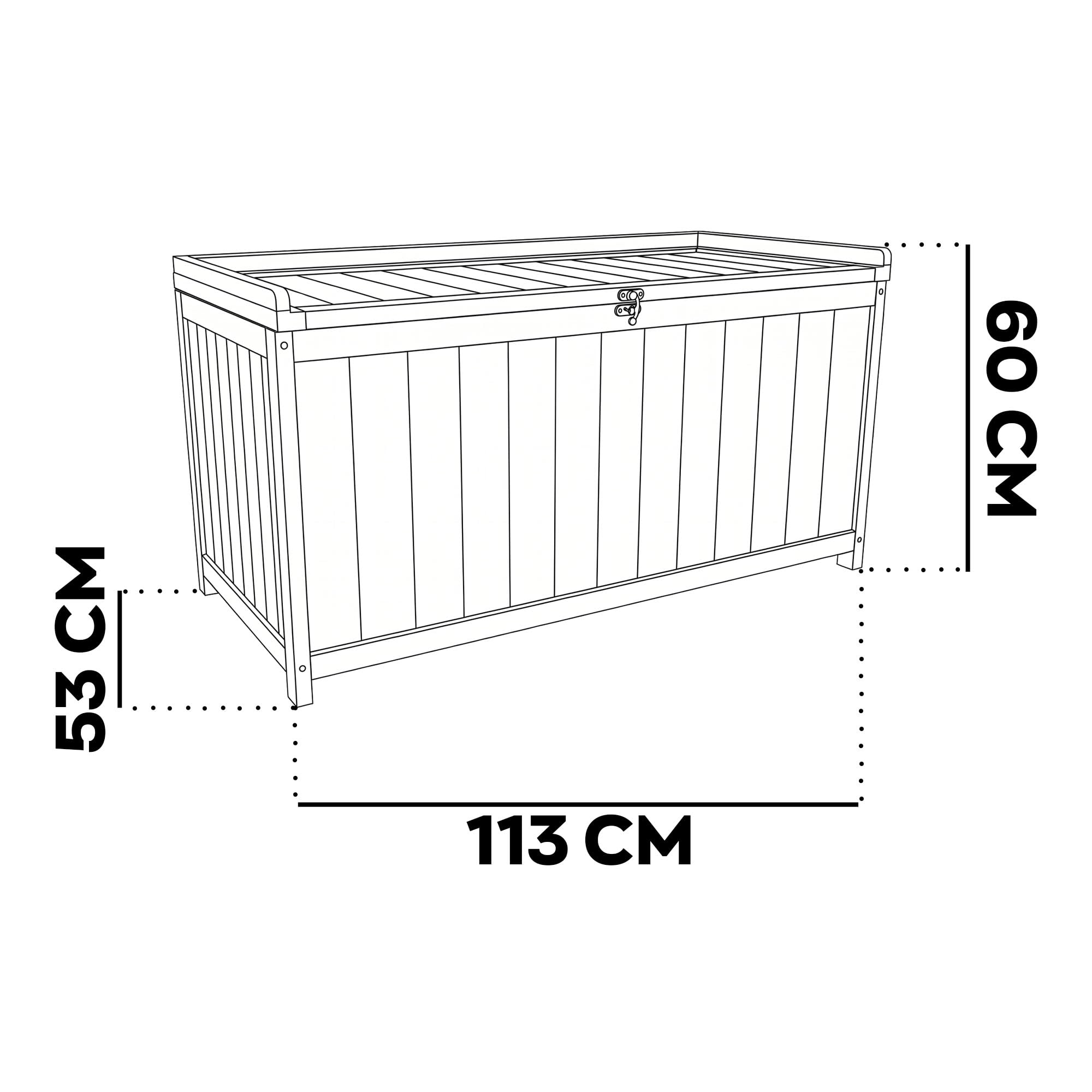 FRANKYSTAR® Cubo - Baule Panca da Giardino 113X60X53 cm da esterno contenitore lucchettabile portaoggetti in legno acacia teak