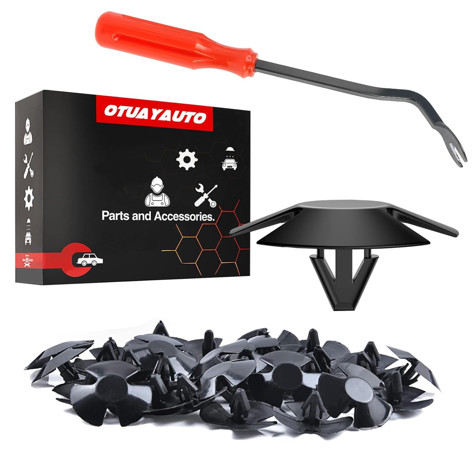 OTUAYAUTO 30pcs Hood Insulation Retainers with One Fastener Remover