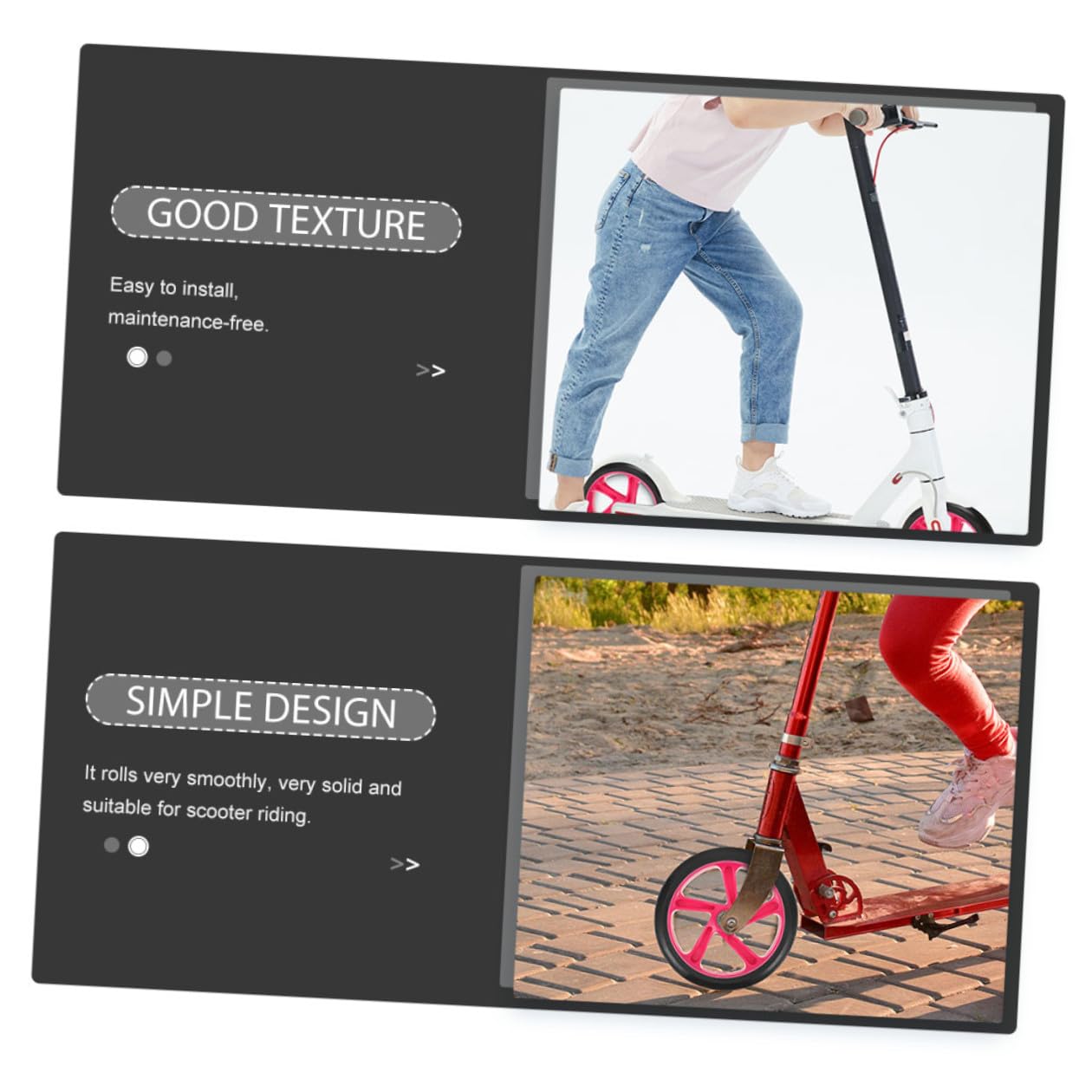 Roues de Scooter Remplacement Pratique 2pcs Résistantes à l'usure en PU Haute Élasticité Résistantes aux Intempéries pour Trottinette et Fauteuil Roulant