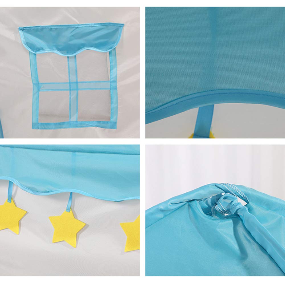 Kids Princess Play Tent for Girls, Children Teepee Castle Tent with Colorful Flags,Star Light and Carry Bag. Playhouses Indoor Outdoor for Toddler Toys Girls Boys Christmas Birthday Gifts (Blue)