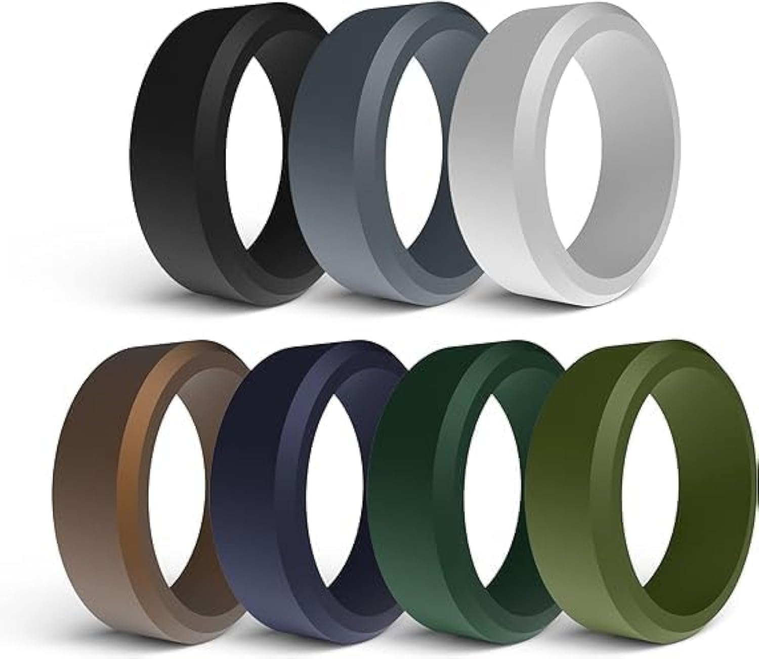 YKingder Silicone Wedding Rings for Men - Rubber Engagement Bands - 8mm Wide - 2mm Thick