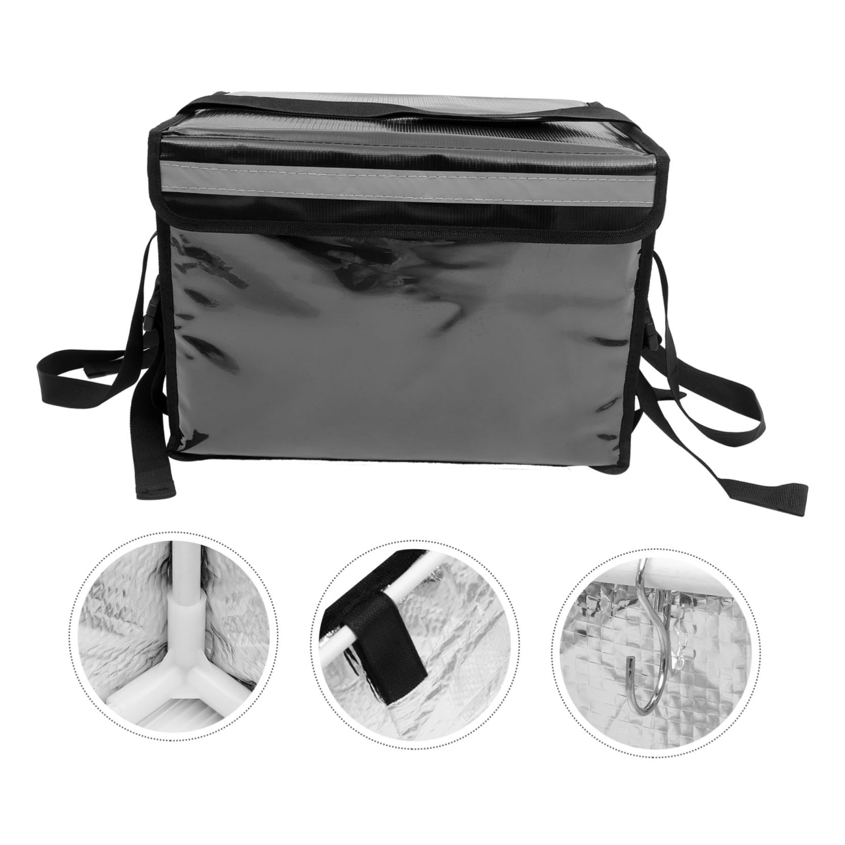 Caja de Conservación del Calor de 32l, Contenedor de Alimentos Aislado de Nailon Negro, Portátil y Ligero para Reparto y Compras