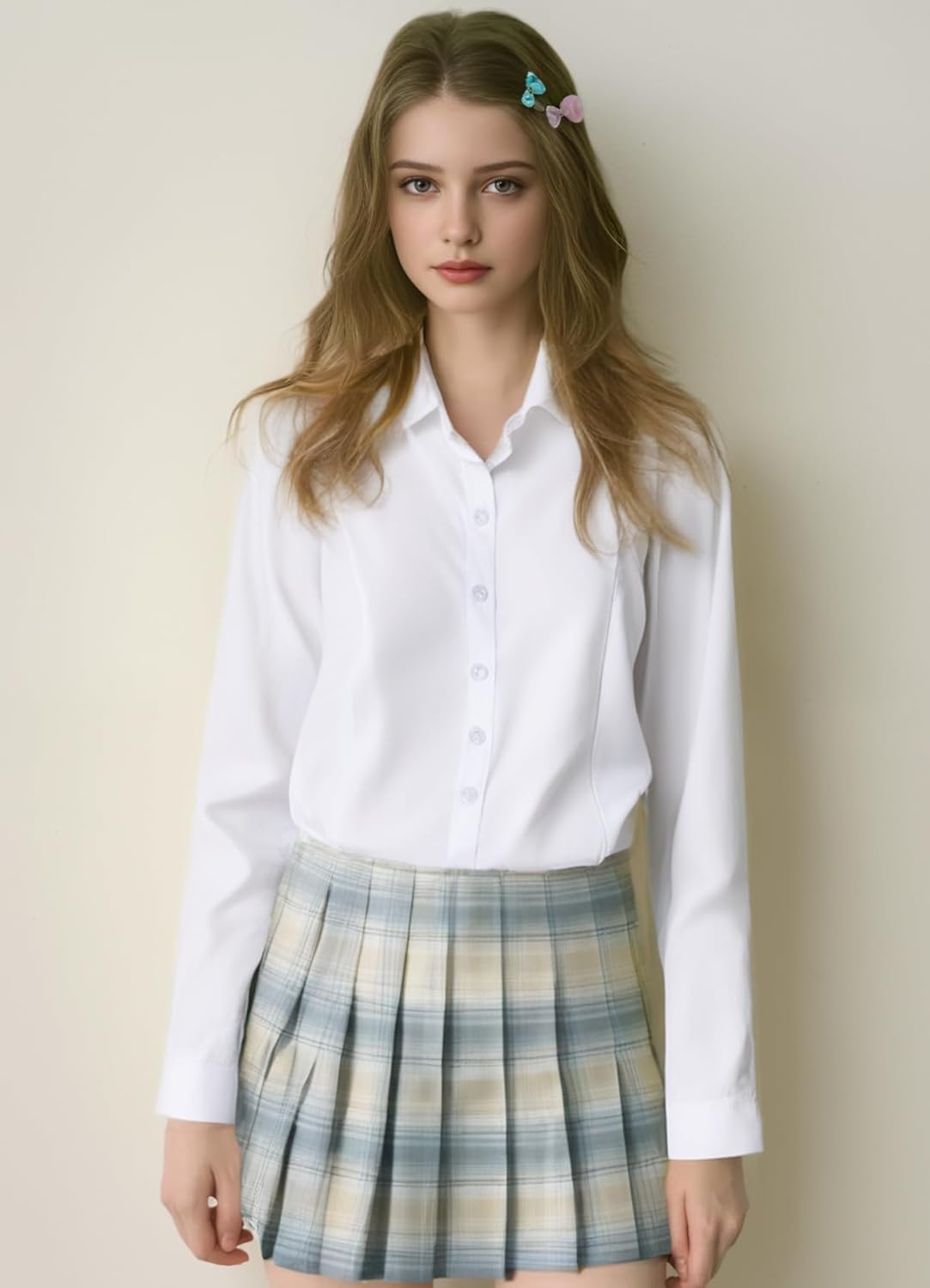 Girls' Long Sleeve Peter Pan Collar Shirt Girls School Uniform Shirts - Image 3