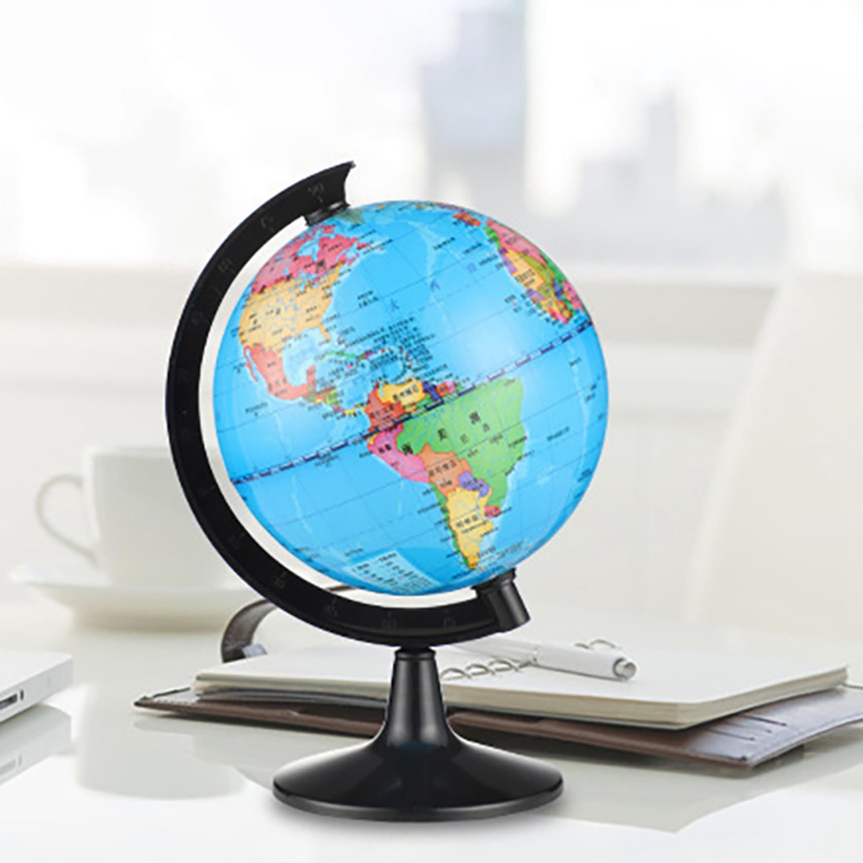 10X Globo Terráqueo Pequeño Globo Giratorio Portátil Adecuado para Aprender Geografía y Decoración de Habitaciones Infantiles, 10,6 cm