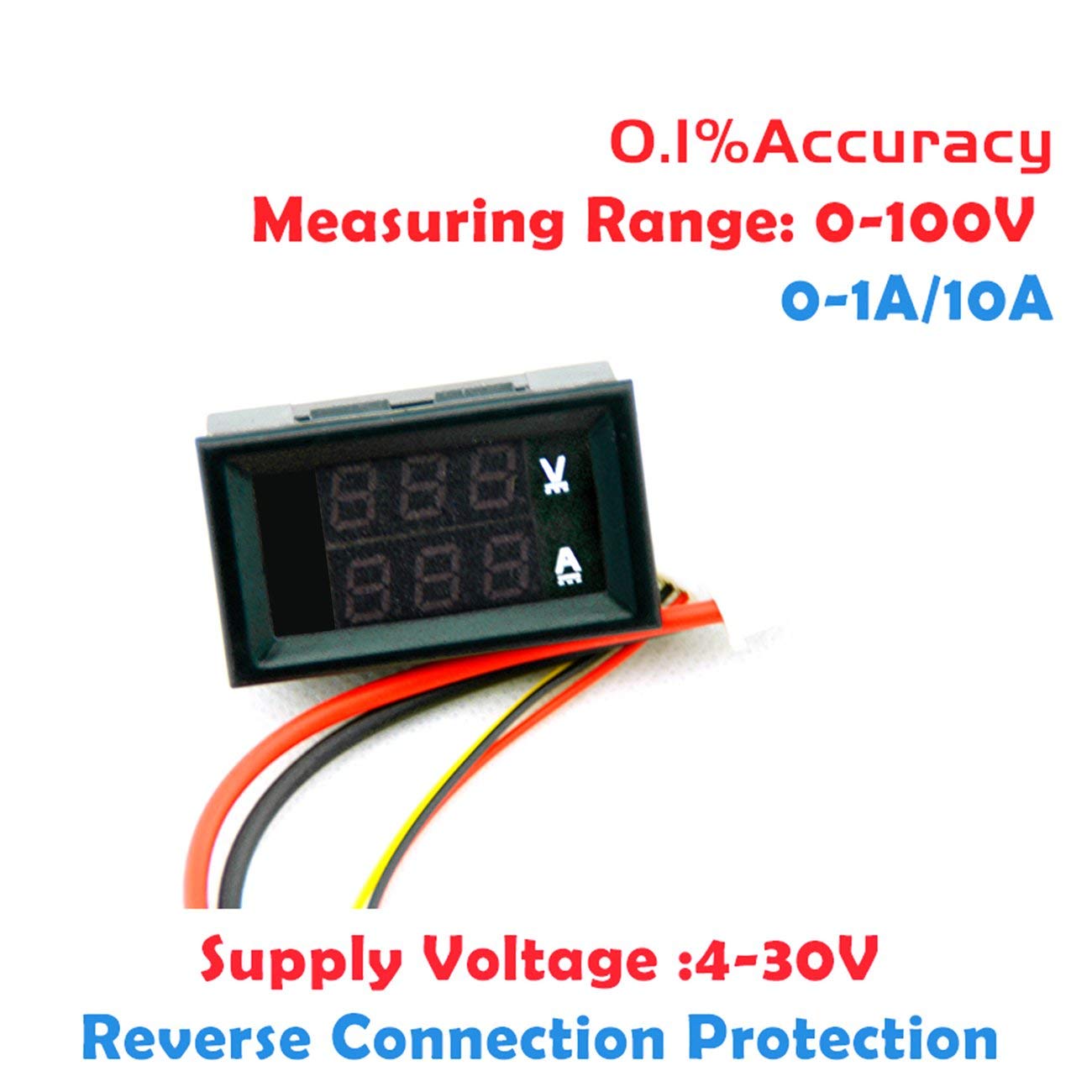Voltmètre Ampèremètre Numérique DC 100V 10A - Double Affichage LED Bleu Et Rouge - Outil De Mesure Précise Pour Électronique Et Bricolage - 9