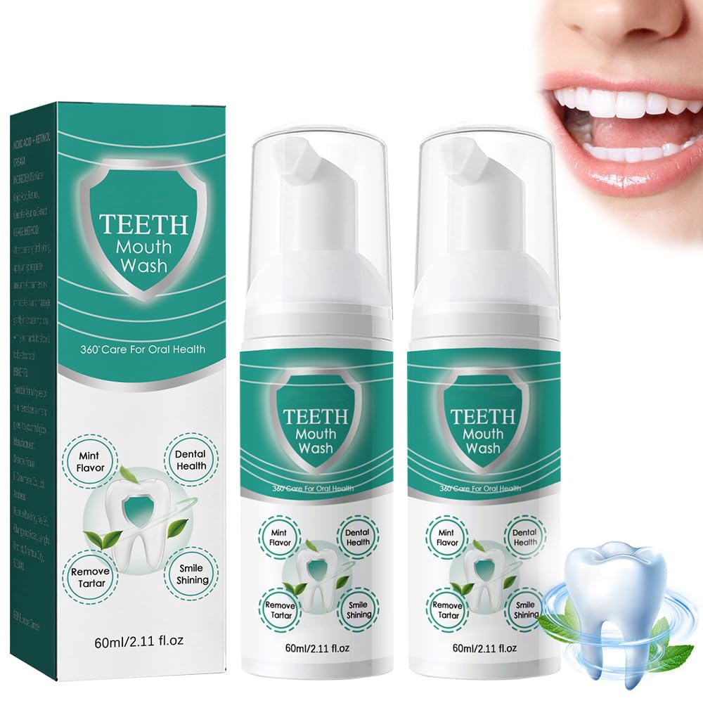 NALACALTeeth Mouth Wash, Gum Shield Therapy Gel, Teeth Whitening Mousse Foam, Mouthwash for Deeply Cleaning, Preventing-Healing Caries, Maintain Clean and Healthy Mouth, Refreshing Breath (2PCS)