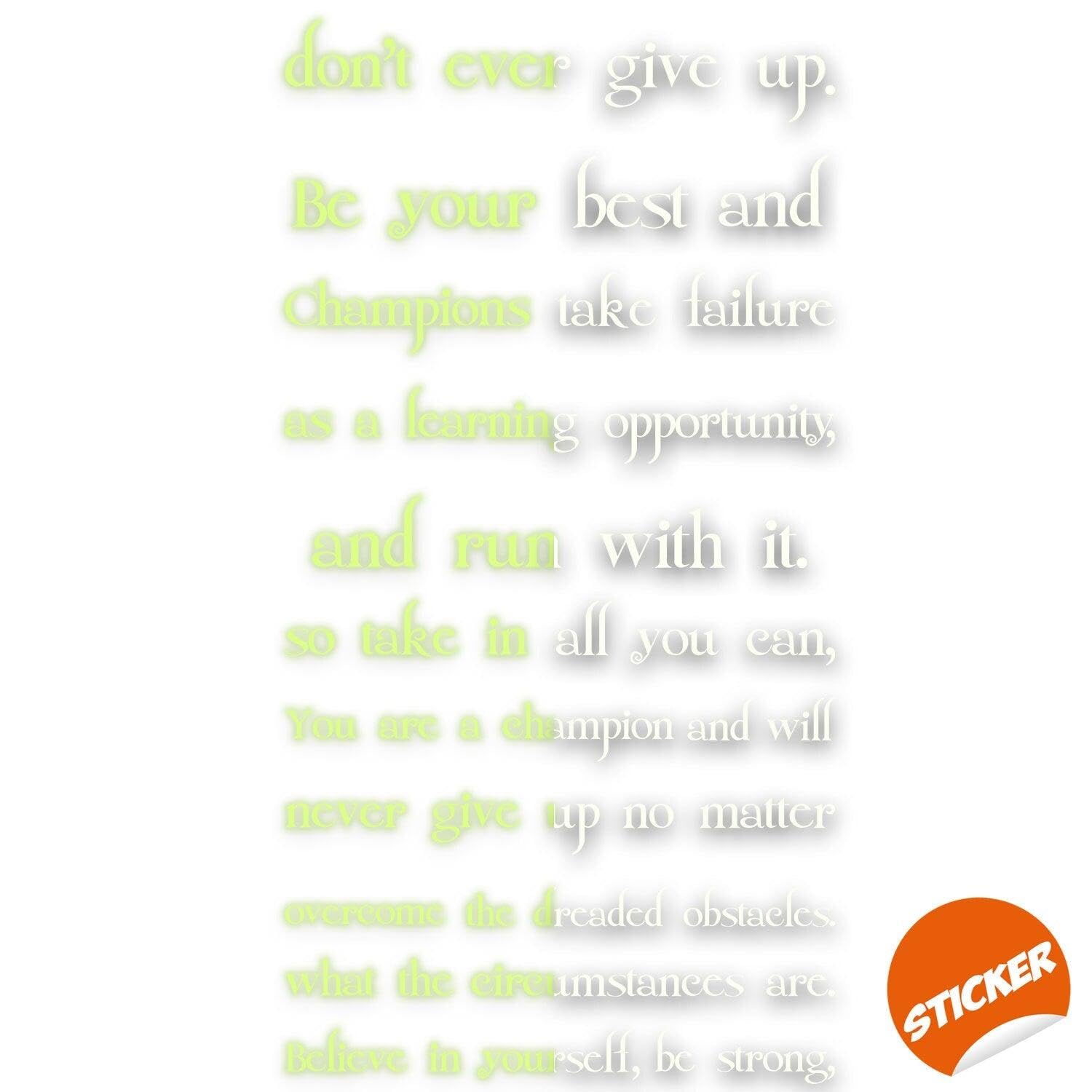 Believe in Yourself Treppe Glow in Dark Vinyl-Aufkleber – Nachtleuchtende Motivation Love Home Zitat Aufkleber 130 x 134 cm
