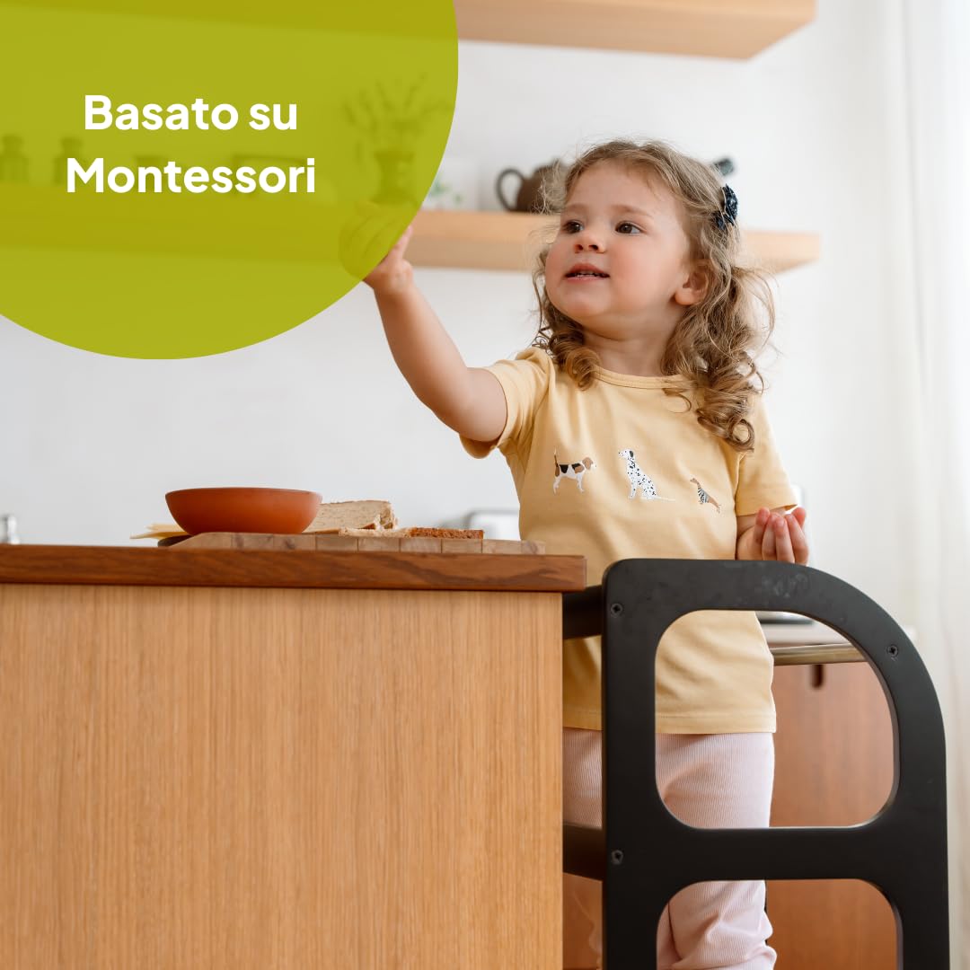 Ette Tete STEP UP • Torre Apprendimento Montessoriana Regolabile in Altezza (Bianco)