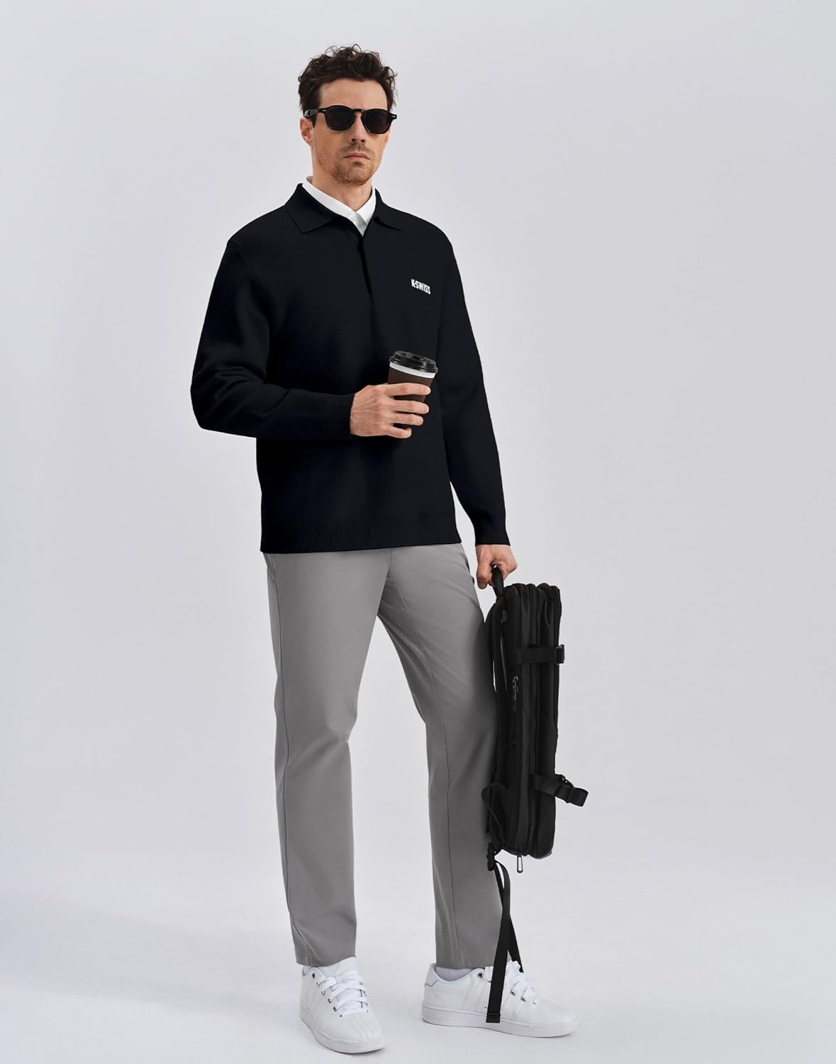 K-Swiss Men's Knit Polo Shirts - Long Sleeve Polo Sweaters Shirt Classic Collared Button Casual Work Golf - Image 6