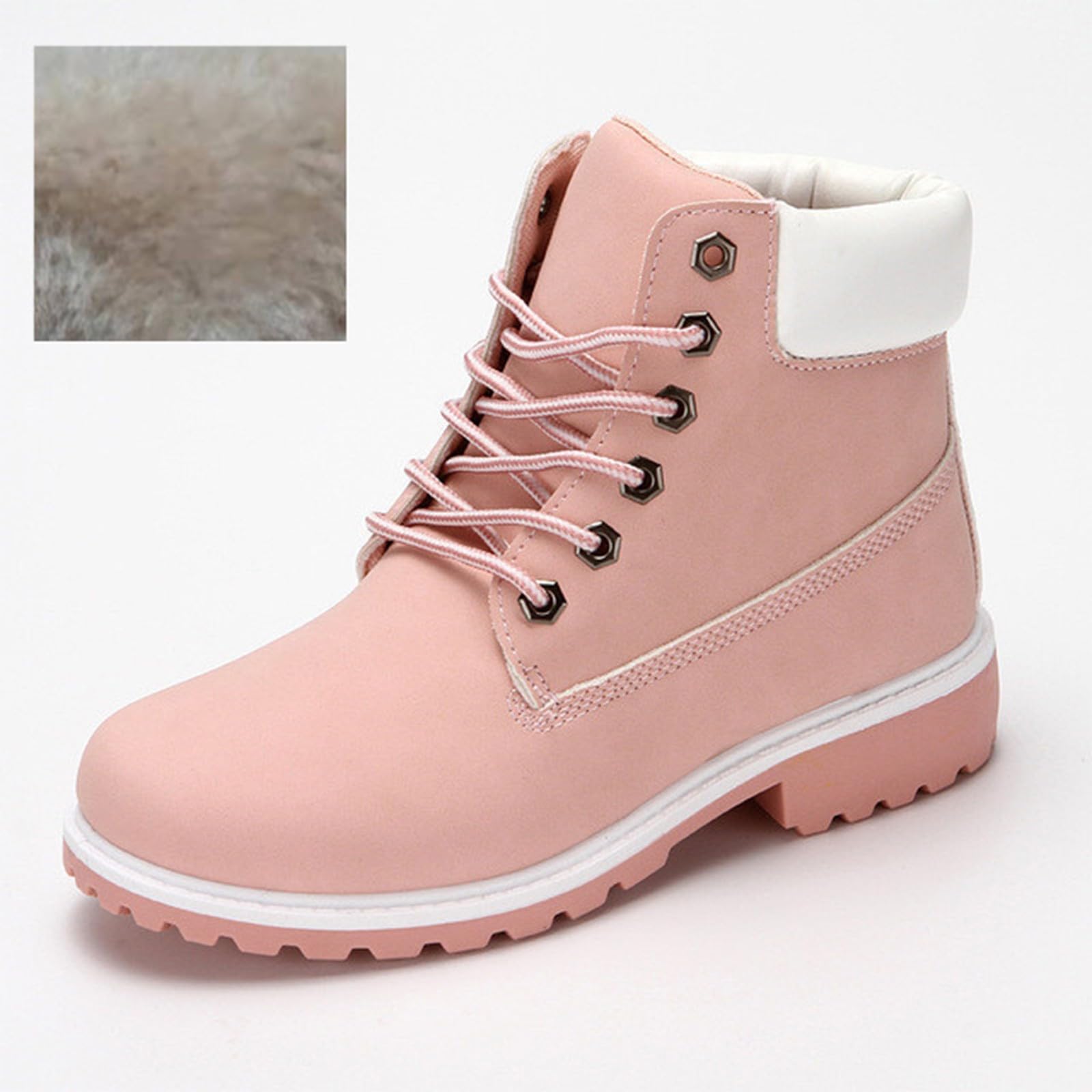Bottines plates pour femme - Bottes de neige - Bottes de neige - Antidérapantes - Bottes à lacets pour femme - Automne et hiver - Confortables - Bottes d'hiver à lacets