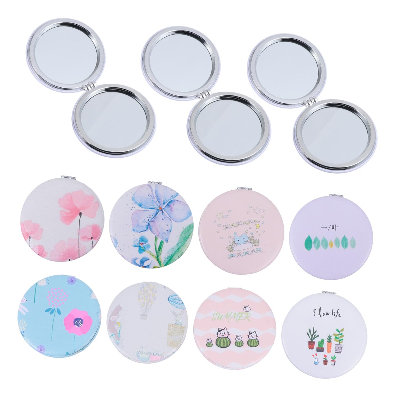 Zerodeko Espejo y Plegable de Bolsillo Redondo Doble Cara Compacto Paquete de 12 Unidades para Maquillaje, Ligero Adecuado para Uso en Casa y Escuela