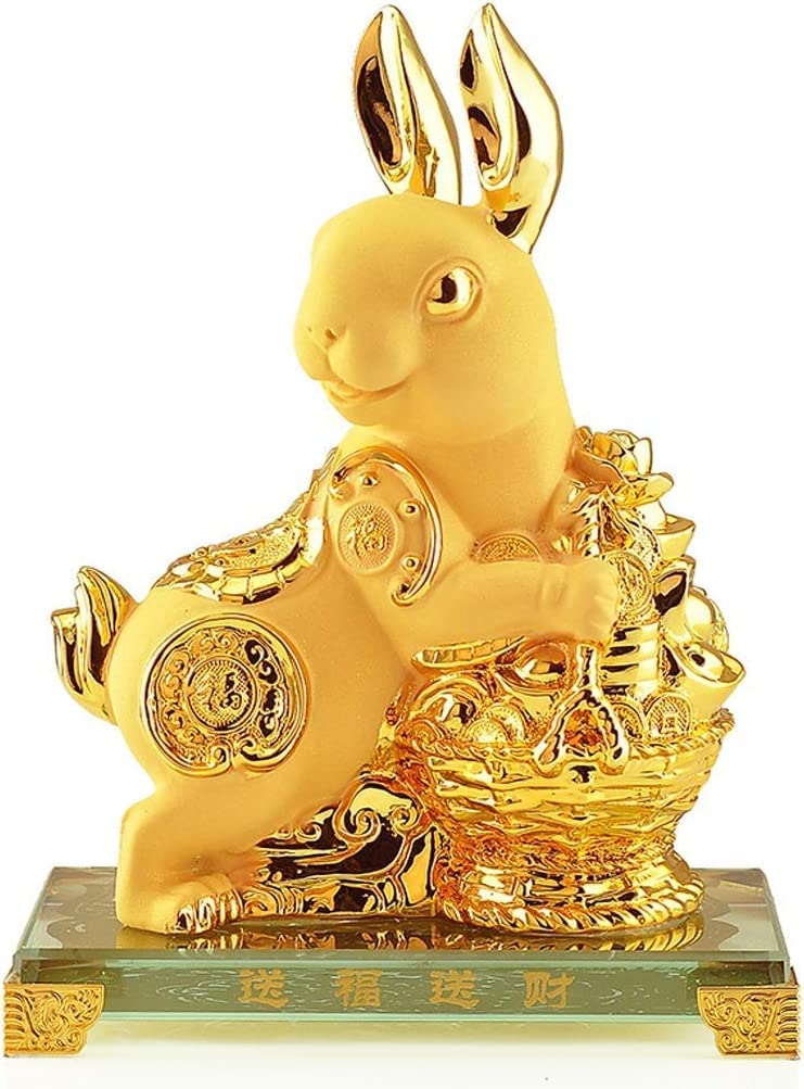 白磁 玉兔東昇 ウサギ置物 金彩入り 金運アップ 【公式通販】